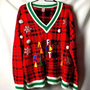HOLIDAY TIME WO SIZE LARGE‎ 12/14 CHRISTMAS SWEATER  MISSING TASSELS